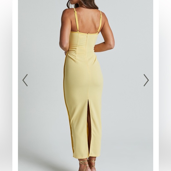 ABEGAILLE MIDI DRESS - BODYCON DRESS IN LEMON - Picture 2 of 7